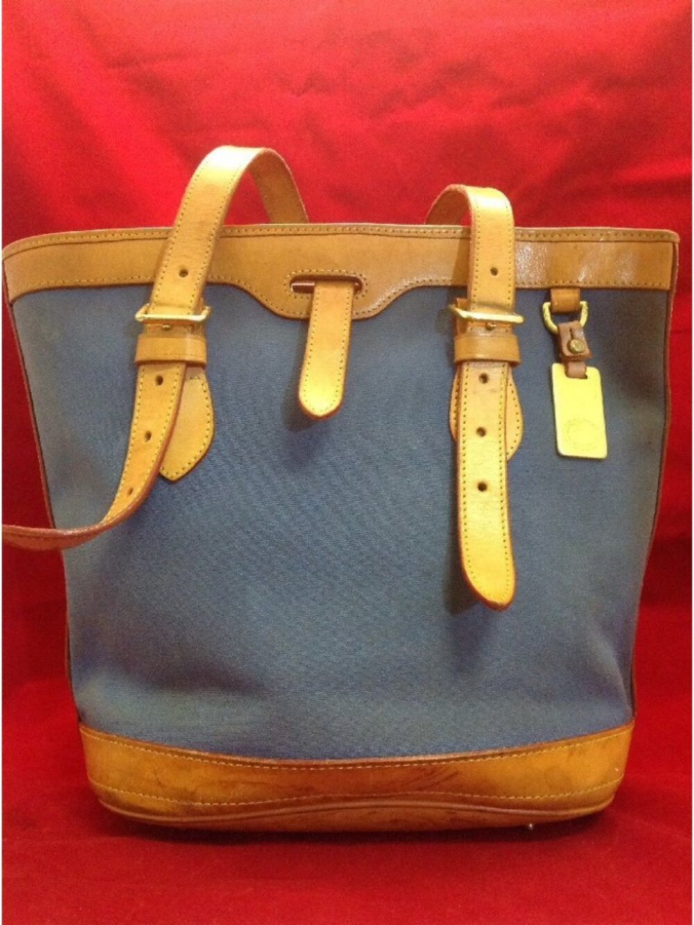 Authentic Dooney & Bourke, Inc. Brown Leather & Blue Purse Made In USA Y1 AM